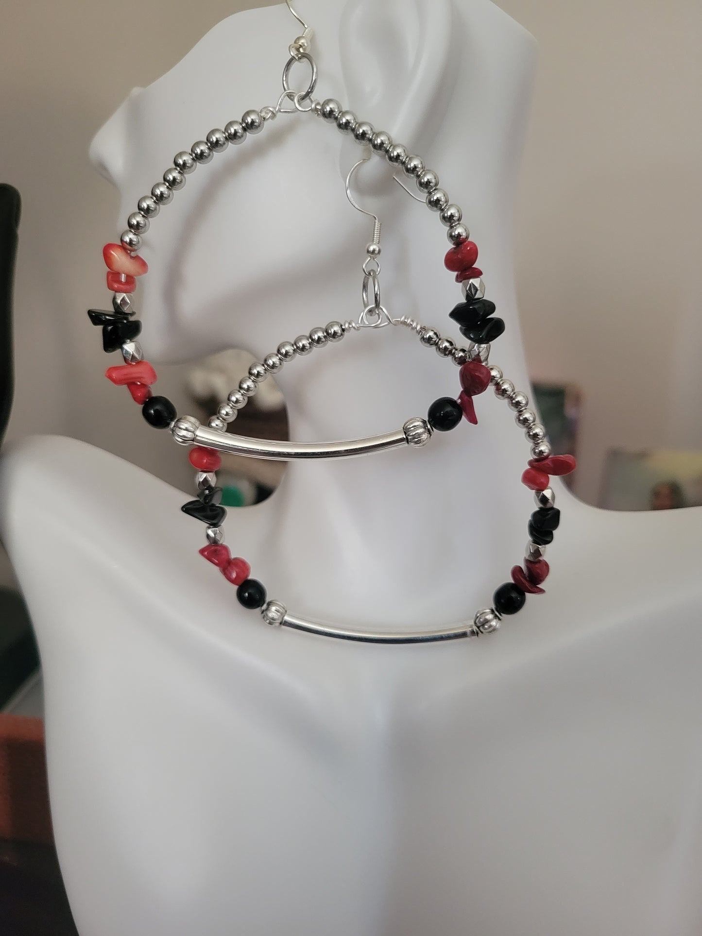 Black & red earrings