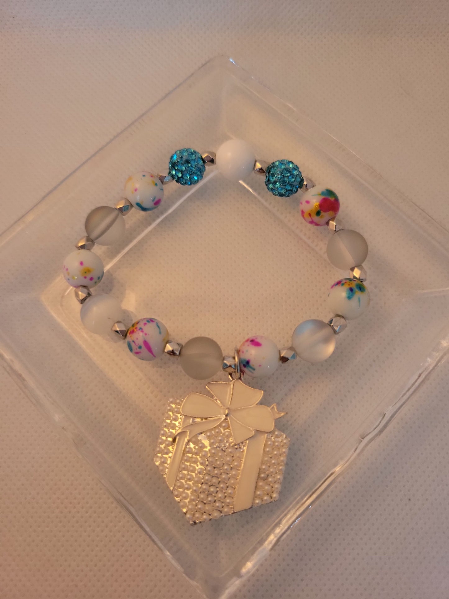 White gift charm bracelet