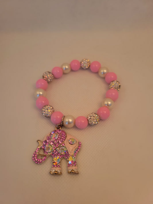 Pink elephant charm bracelet